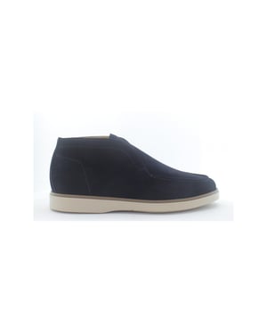 Giorgio 56415 donkerblauwe suède veterschoenen met lichte rubber zool