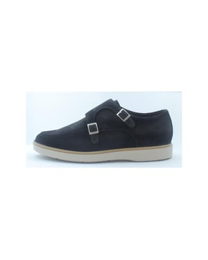 Giorgio 56417 donkerblauwe suède gespschoenen met rubber zool