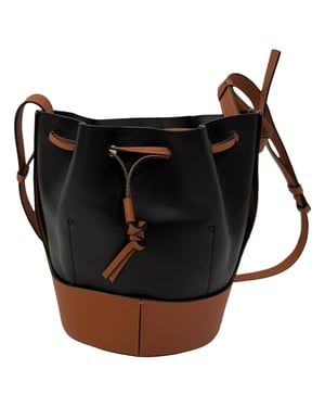 Loewe Small Balloon Bucket Bag in Black and Brown Leather