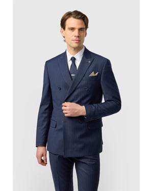 Double Breasted Six Button Slim Fit Suit Jacket