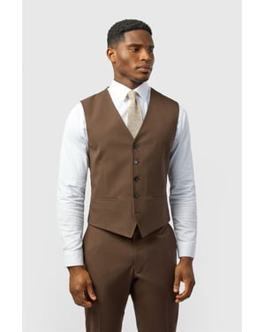 Single Breasted Five Button V-neck Slim Fit Suit Waistcoat