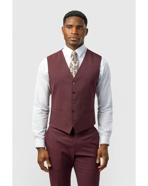 Single Breasted Five Button V-neck Slim Fit Suit Waistcoat