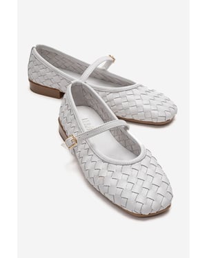 Yevora Leren Gevlochten Riem Ballerina