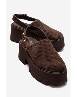 Caldris Leren Platform Sandaal