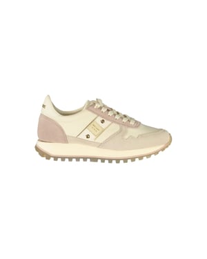 Blauer Beige Lederen Dames Sneaker
