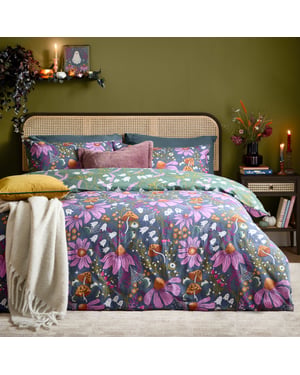 Furn Ghoul Gardens Halloween Reversible Duvet Cover Set, Multi