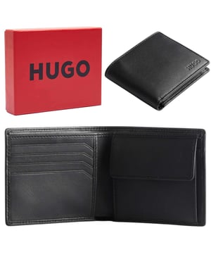 Hugo Boss Mens Leather Wallet Subway_4cc Coin Pocket Bifold Credit Cardholder