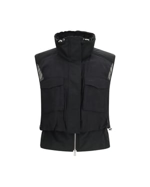 PINKO Zwarte Nylon Mouwloze Jas
