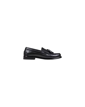 Tommy Hilfiger Svarta Läder Slipp-on Loafers