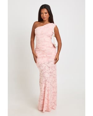 Burnout Floral Asym Neck Maxi Dress