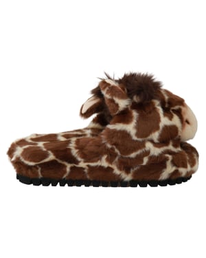 Dolce & Gabbana Bruine Giraffe Slippers Flats Sandalen Schoenen