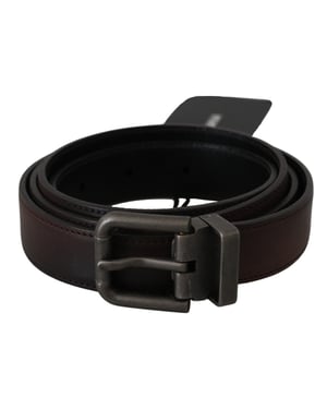 Dolce & Gabbana Solid Brown Leather Grå Spänne Bälte