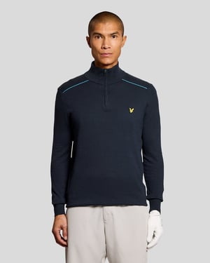 Bomullstippad 1/4 Zip Tröja