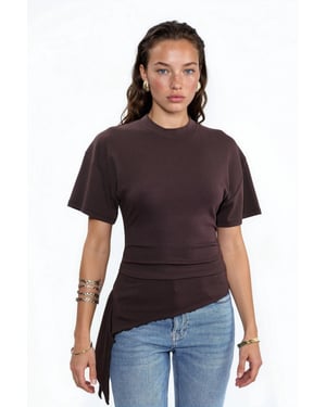 Oversized Crew Neck Drape Blouse