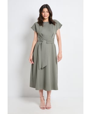 Formal Tie Waist Midi Dress