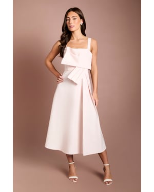Pleat Twist Detail Midi Dress
