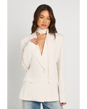 Tall Scarf Detail Cinched Blazer