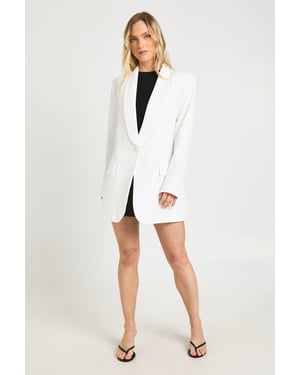 Petite Shoulder Pad Plunge Oversized Blazer
