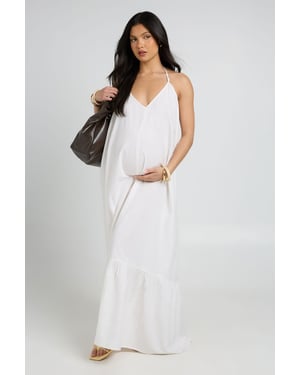Maternity Beaded Tie One Shoulder Smock Maxi Dress