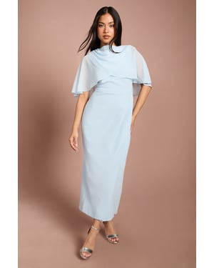 Petite Chiffon Cape Pencil Dress