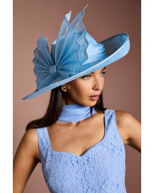 Lisa Tan Pleated Bow Detail Hat
