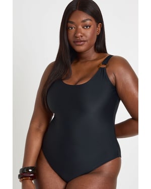 Plus Trim Detail Scoop Neck Swimsuit