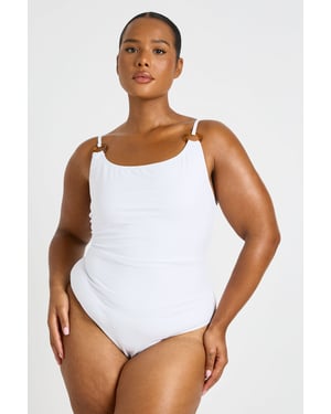 Plus Trim Detail Scoop Neck Swimsuit