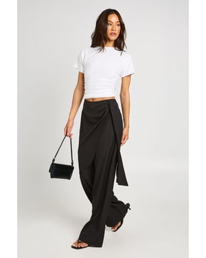 Tall Marl Overlay Tie Wide Leg Tailored Trousers