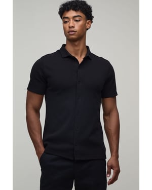 Slim Fit Pique Button Down Collar Jersey Shirt