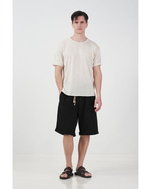Midjehöga bomullsshorts med bälte