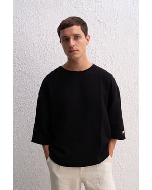 Overmaatse Crew Neck Katoenen T-Shirt