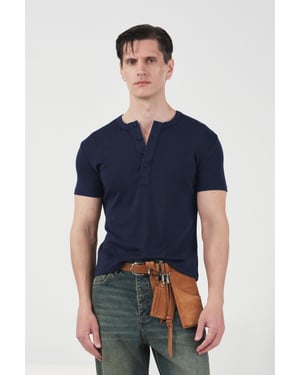 Slim Fit Knappband Crew Neck T-shirt