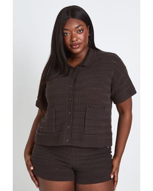 Plus Crochet Knit Shirt and Short Co-Ord