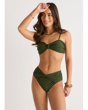 Braguita de bikini con lazo delantero en verde oliva