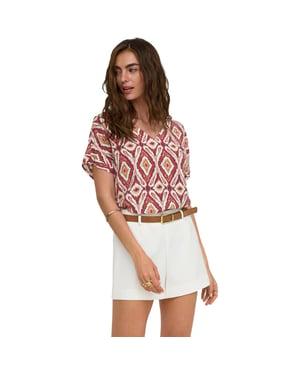 Only Onlbelly mikasi ss v-neck top wvn ex brick red/abs