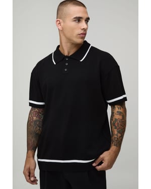 Essential Relaxed Fit Contrast Tip Knit Polo