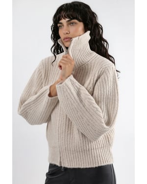 Dikke Textuur Turtleneck Zip-Up Vest