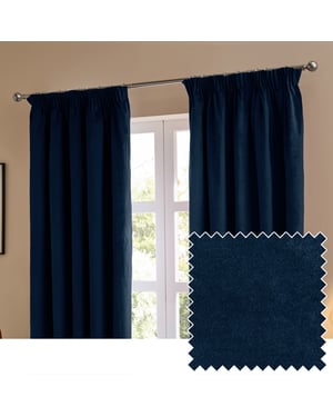 Furn The Ultimate Velvet Blackout Pencil Pleat Curtain Pair, Royal