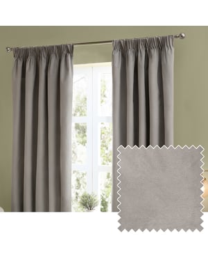 Furn The Ultimate Velvet Pencil Pleat Curtain Pair, Silver