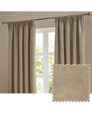 Furn The Ultimate Velvet Blackout Pencil Pleat Curtain Pair, Mocha