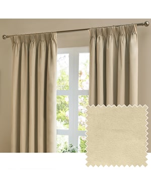 Furn The Ultimate Velvet Blackout Pencil Pleat Curtain Pair, Natural