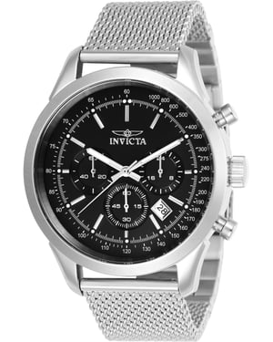 Invicta Speedway 24208 Herenhorloge - Quartz Uurwerk - Roestvrij Staal met Zwarte Wijzerplaat - 45 mm