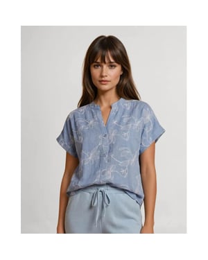 FOS Amsterdam Blouse katie bloem slinger 5016 light blue