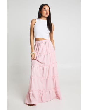 Tiered Cotton Poplin Maxi Skirt