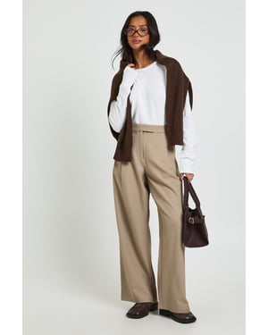 Petite Boohoo Basics Tailored Wide Leg Trouser