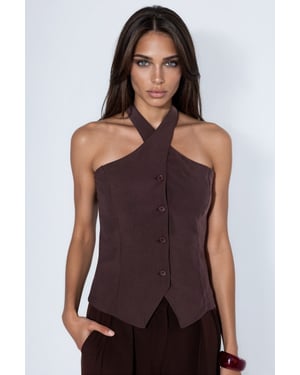 Modal Blend Halter Tie Fitted Vest