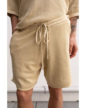 Texturerade Stickade Midja Sweatshorts