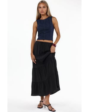 Hooggewaisted Textured A-Line Maxi Rok
