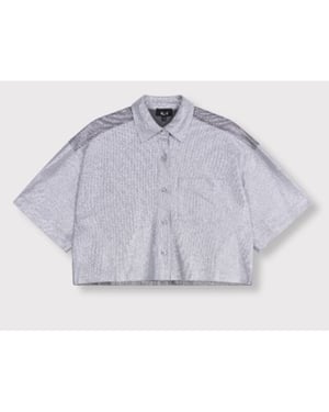 Alix The Label Foile cropped blouse zilverkleurig
