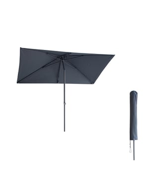 Kopu ® leon parasol rechthoek 150x250 cm balkonparasol met hoes grijs